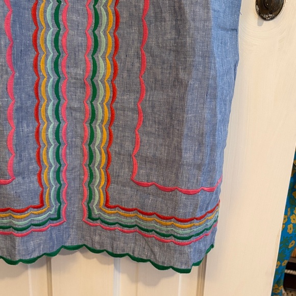 Boden Light Blue Embroidered Scallop-Trim Mini Dress - Picture 5 of 5